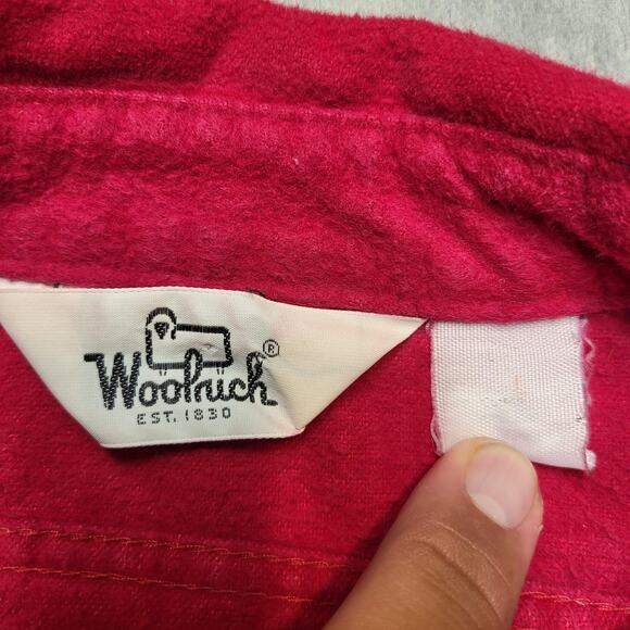 Vintage Woolrich Shirt Mens Large Red Flannel Button Up Outdoors Workwear 90s - Picture 3 of 8